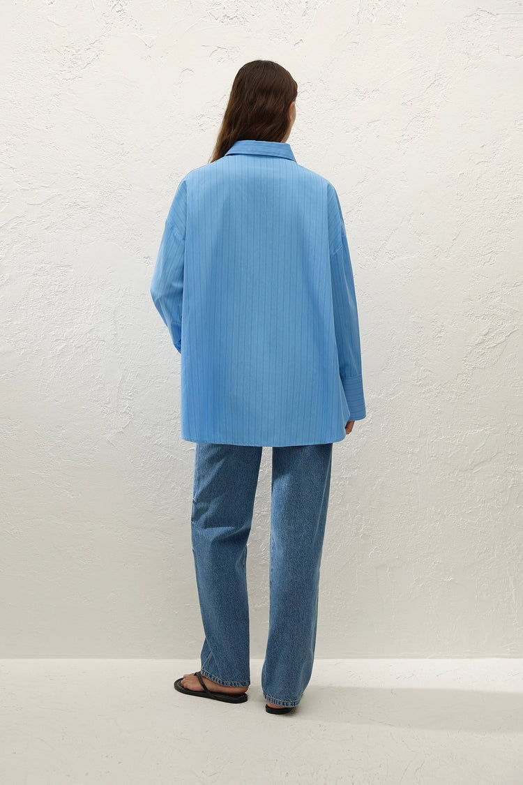 Faithfull-Clemente shirt mico pinstripe azul-dgallerystore