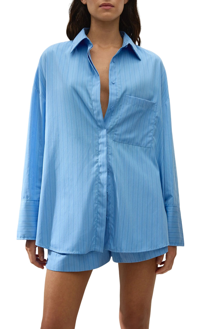 Faithfull-Clemente shirt mico pinstripe azul-dgallerystore