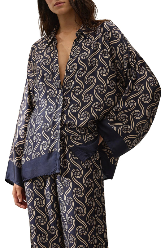 Faithfull-Cora shirt juanita swirl indigo-dgallerystore