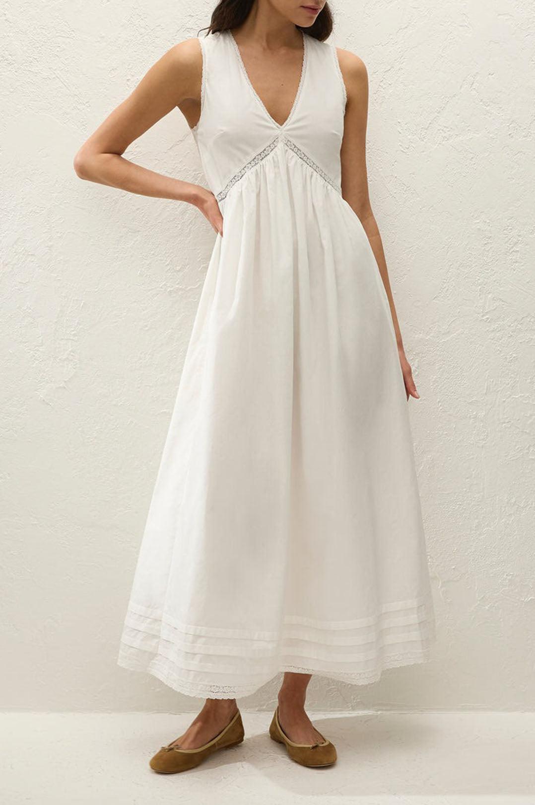 Faithfull-Fiora midi dress fresco lace white-dgallerystore