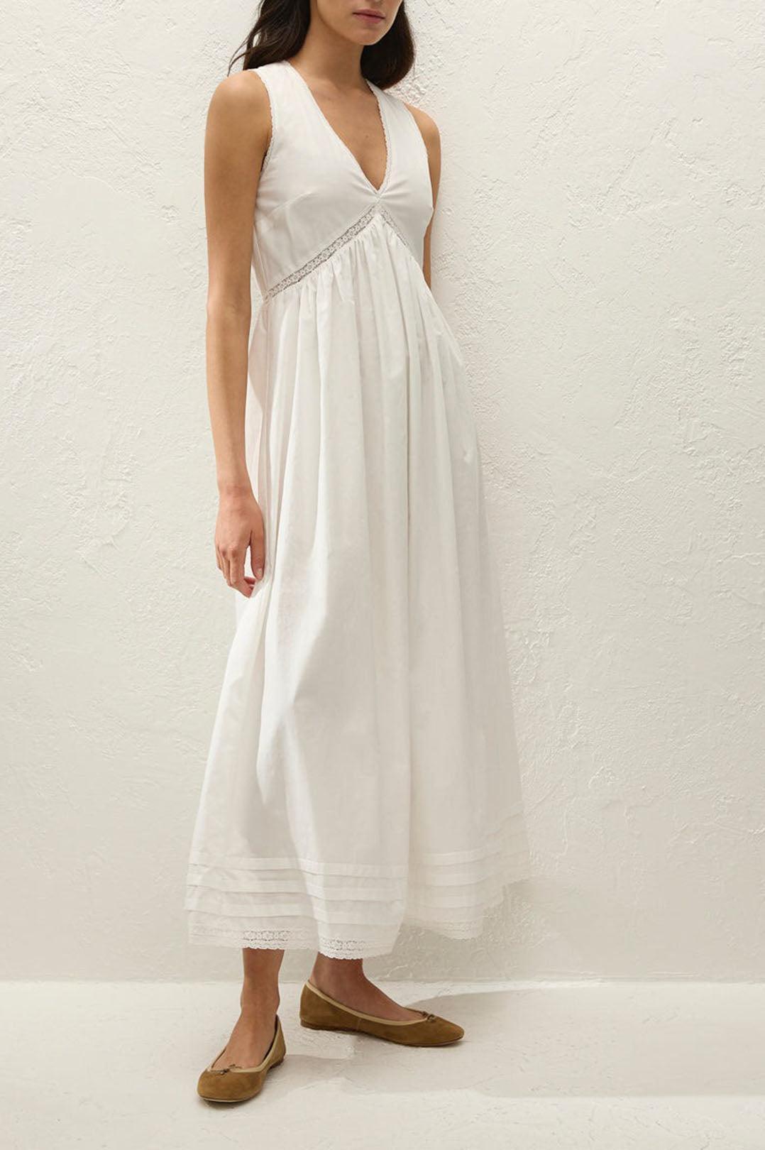 Faithfull-Fiora midi dress fresco lace white-dgallerystore