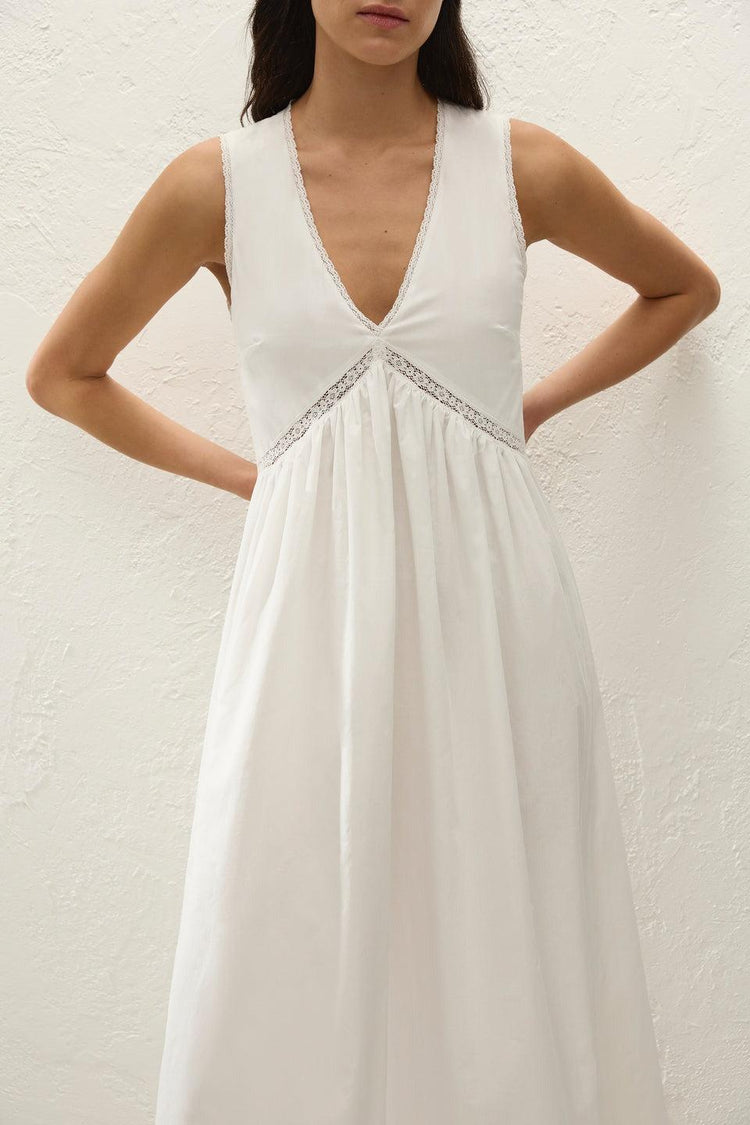 Faithfull-Fiora midi dress fresco lace white-dgallerystore