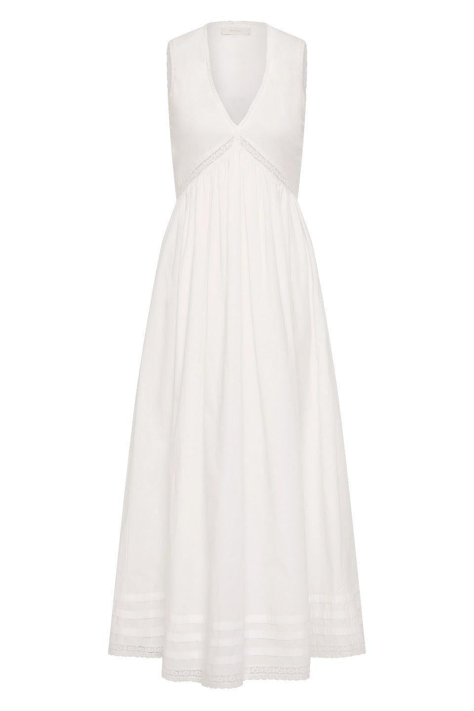 Faithfull-Fiora midi dress fresco lace white-dgallerystore