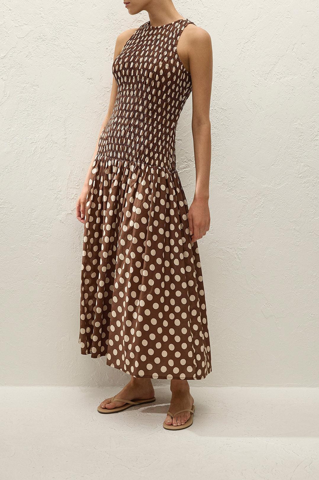 Faithfull-Luisa midi dress cioccolato dot-dgallerystore