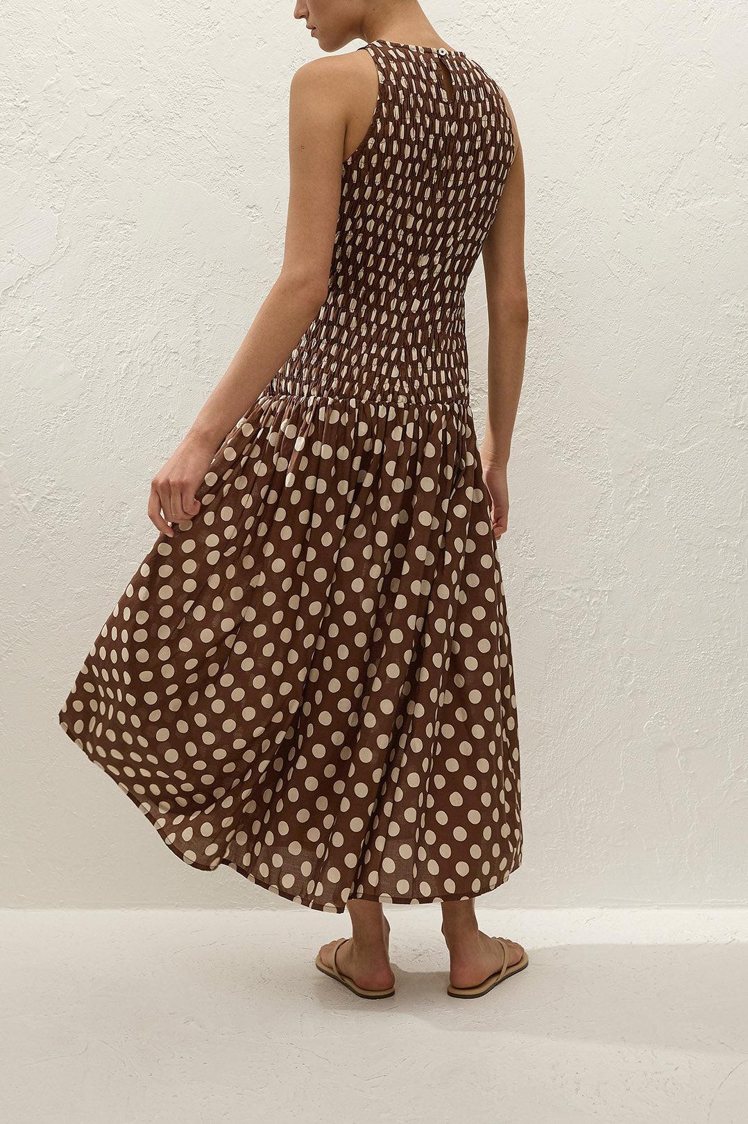 Faithfull-Luisa midi dress cioccolato dot-dgallerystore