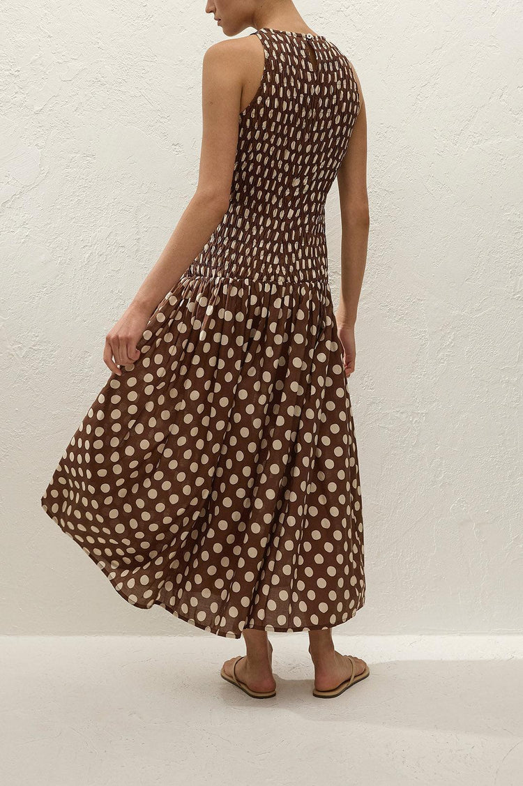 Faithfull-Luisa midi dress cioccolato dot-dgallerystore