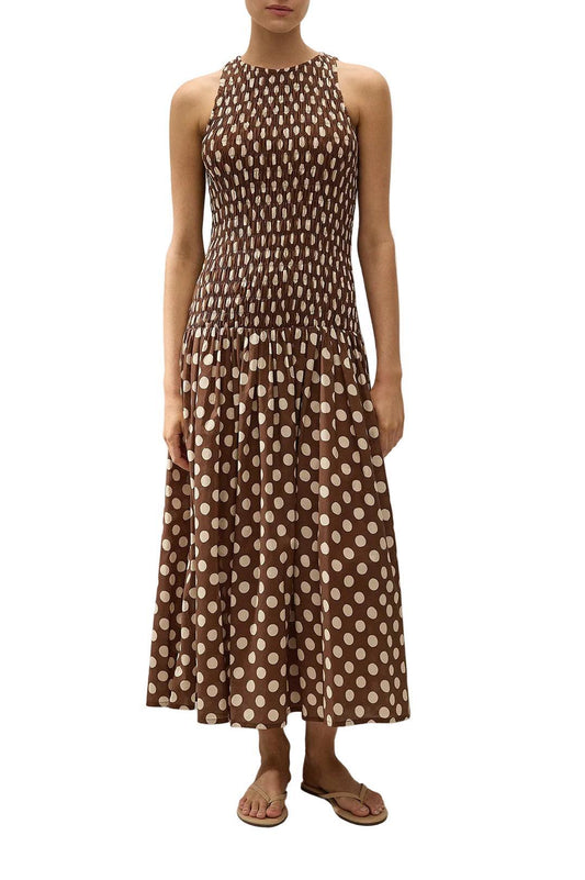 Faithfull-Luisa midi dress cioccolato dot-dgallerystore