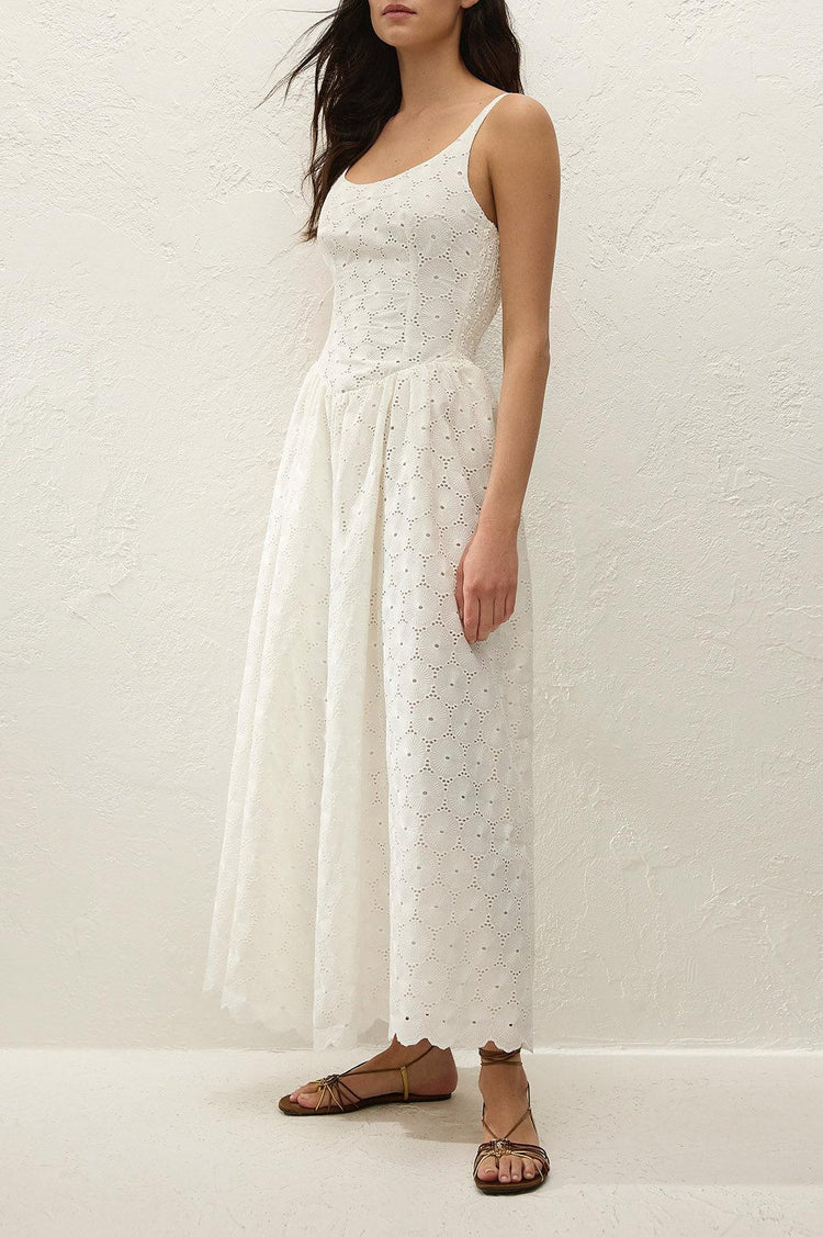 Faithfull-Milana midi dress dolce broderie white-dgallerystore