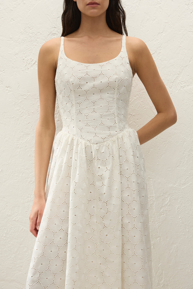Faithfull-Milana midi dress dolce broderie white-dgallerystore