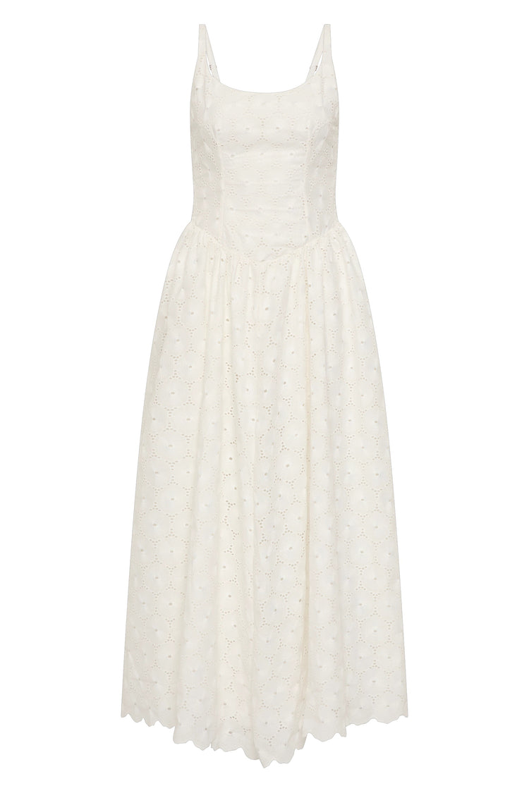 Faithfull-Milana midi dress dolce broderie white-dgallerystore