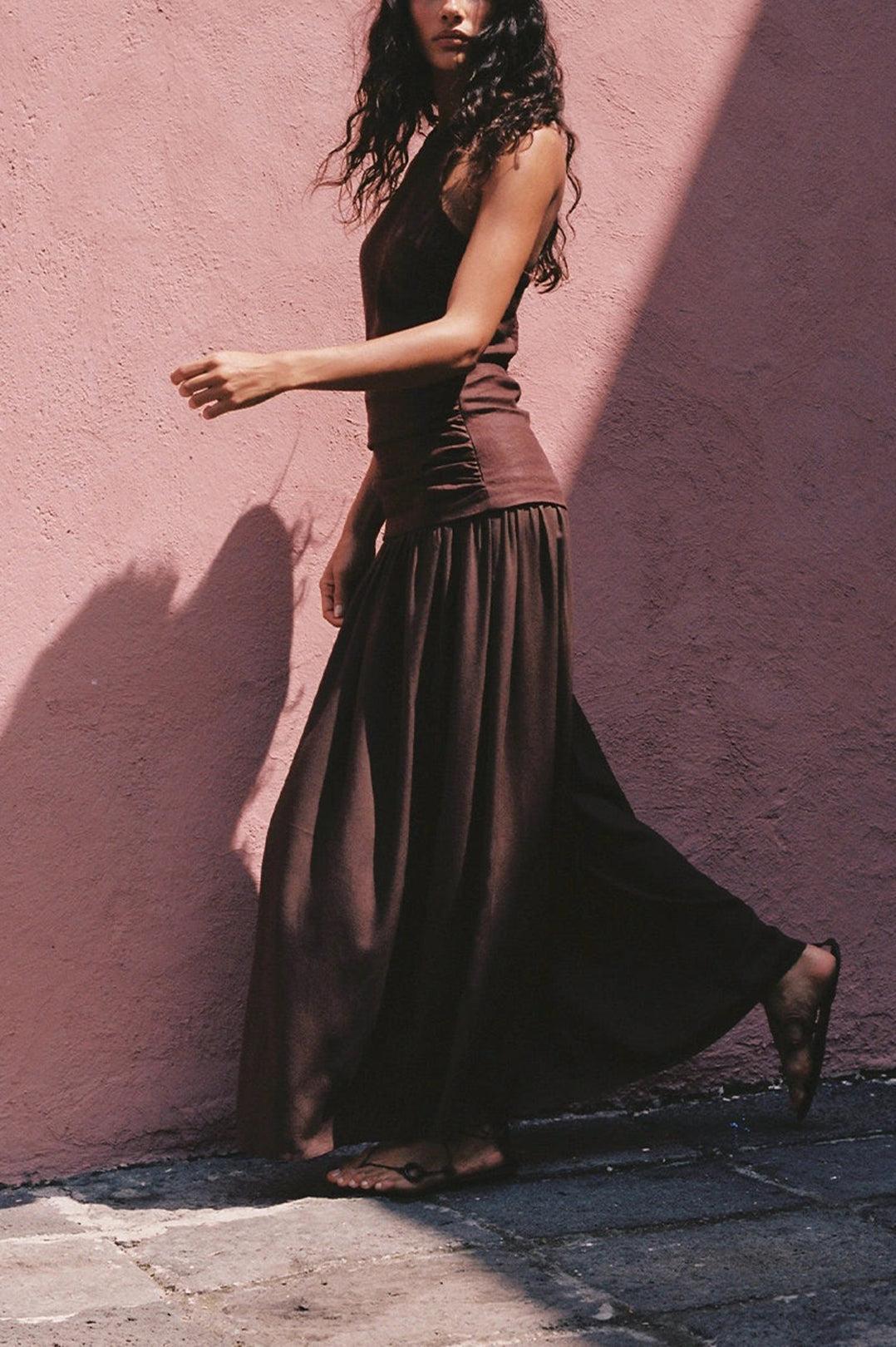 Faithfull-Tali maxi dress carob-dgallerystore