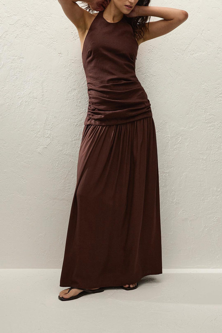 Faithfull-Tali maxi dress carob-dgallerystore