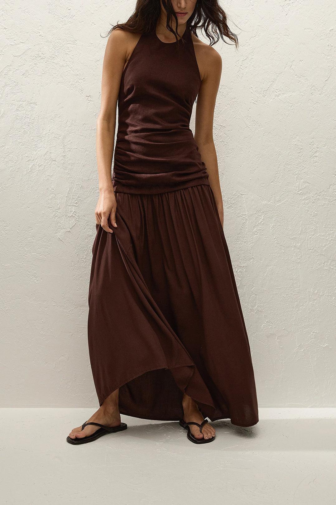 Faithfull-Tali maxi dress carob-dgallerystore