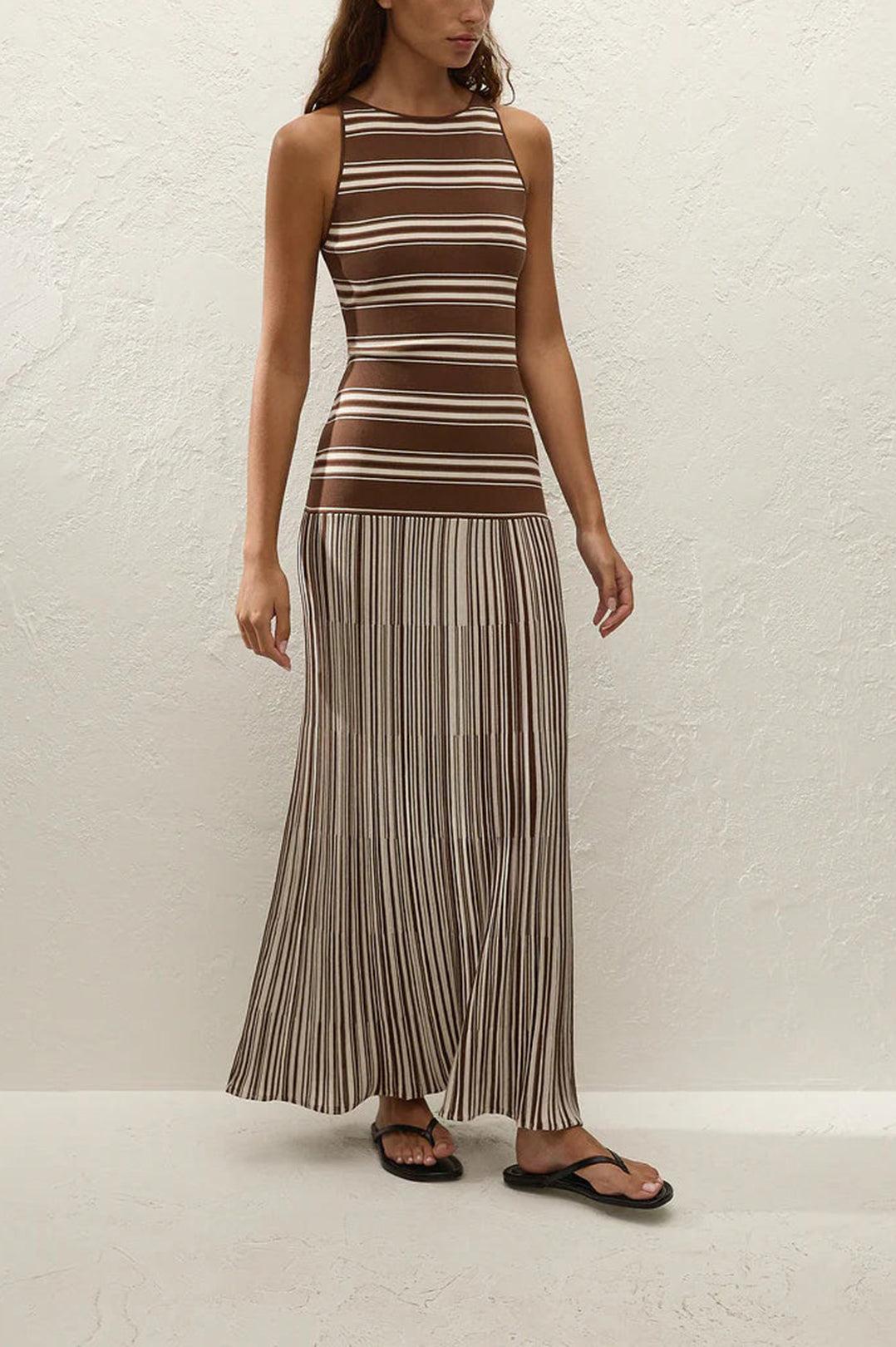 Faithfull-Tore maxi dress ombre stripe macro carob-dgallerystore