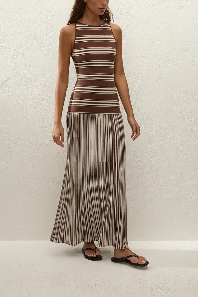 Faithfull-Tore maxi dress ombre stripe macro carob-dgallerystore