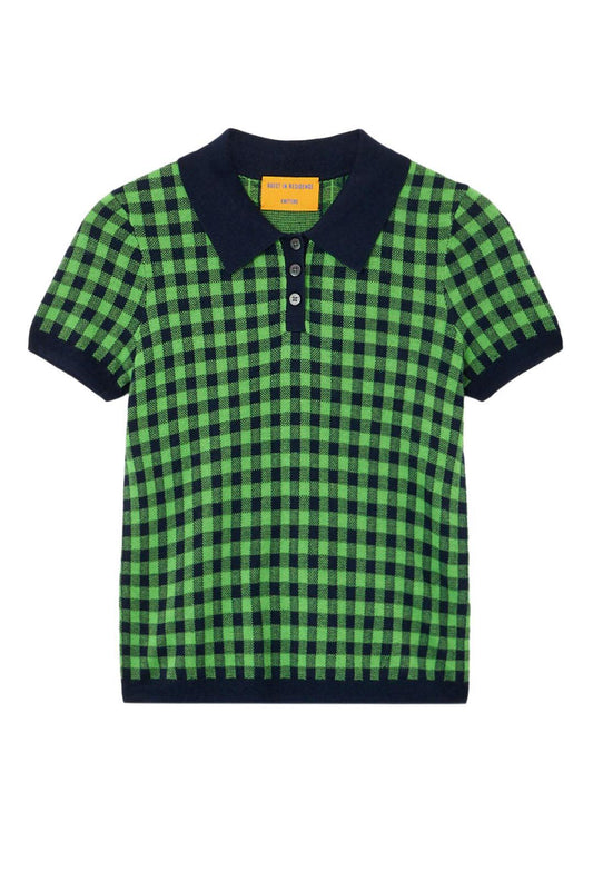 Guest In Residence-Gingham shrunken polo midnight match point-dgallerystore