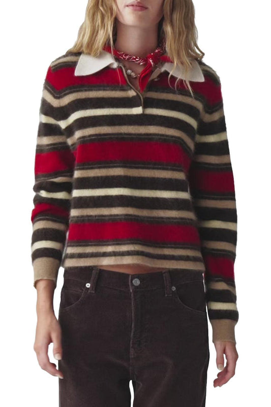 Guest In Residence-Grizzly cropped rugby carmine combo-dgallerystore