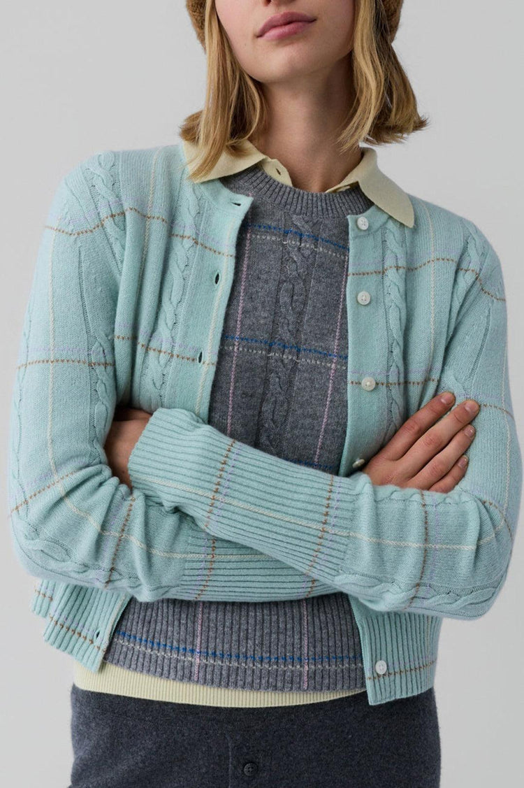 Guest In Residence-Jane check cardigan seaglass combo-dgallerystore
