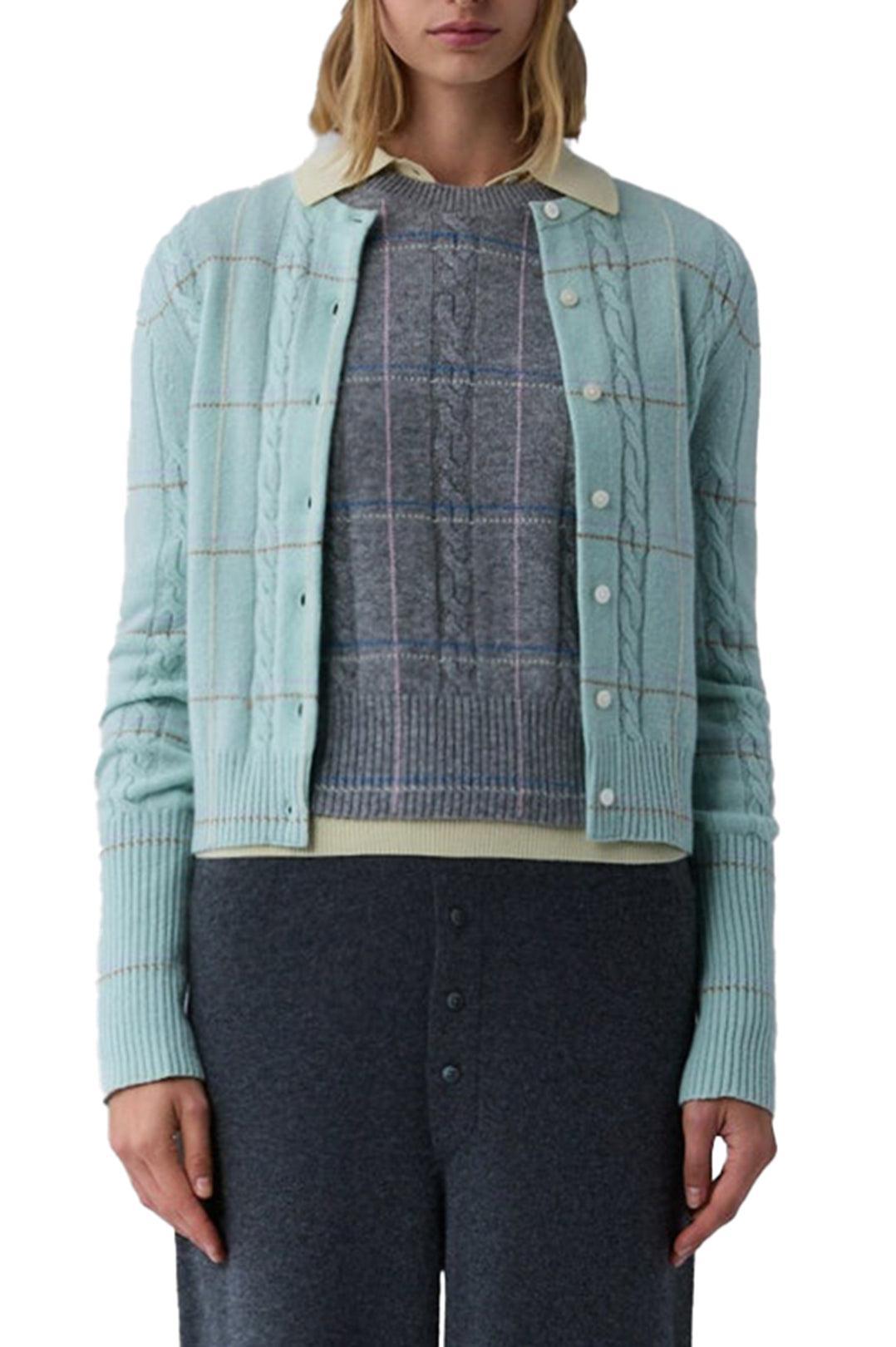 Guest In Residence-Jane check cardigan seaglass combo-dgallerystore