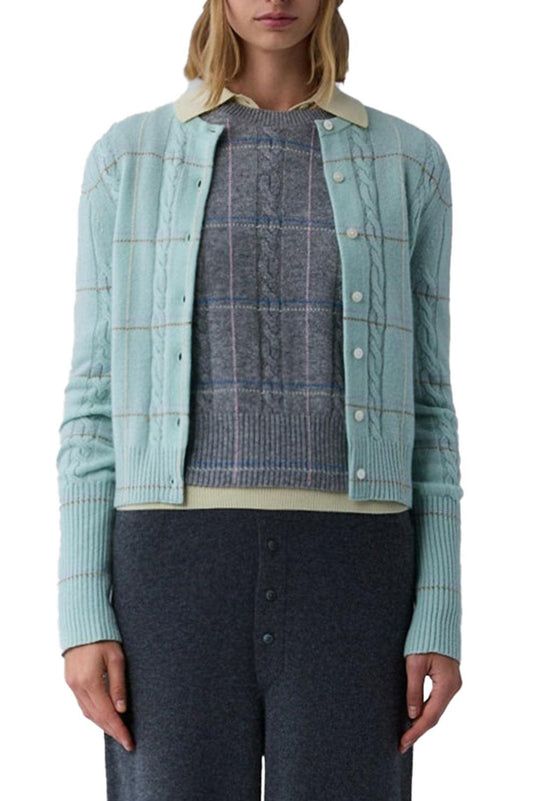 Guest In Residence-Jane check cardigan seaglass combo-dgallerystore