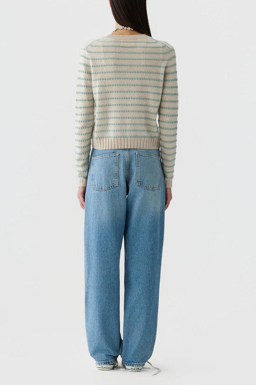Guest In Residence-Pebble stripe shrunken crew sandstone combo-dgallerystore