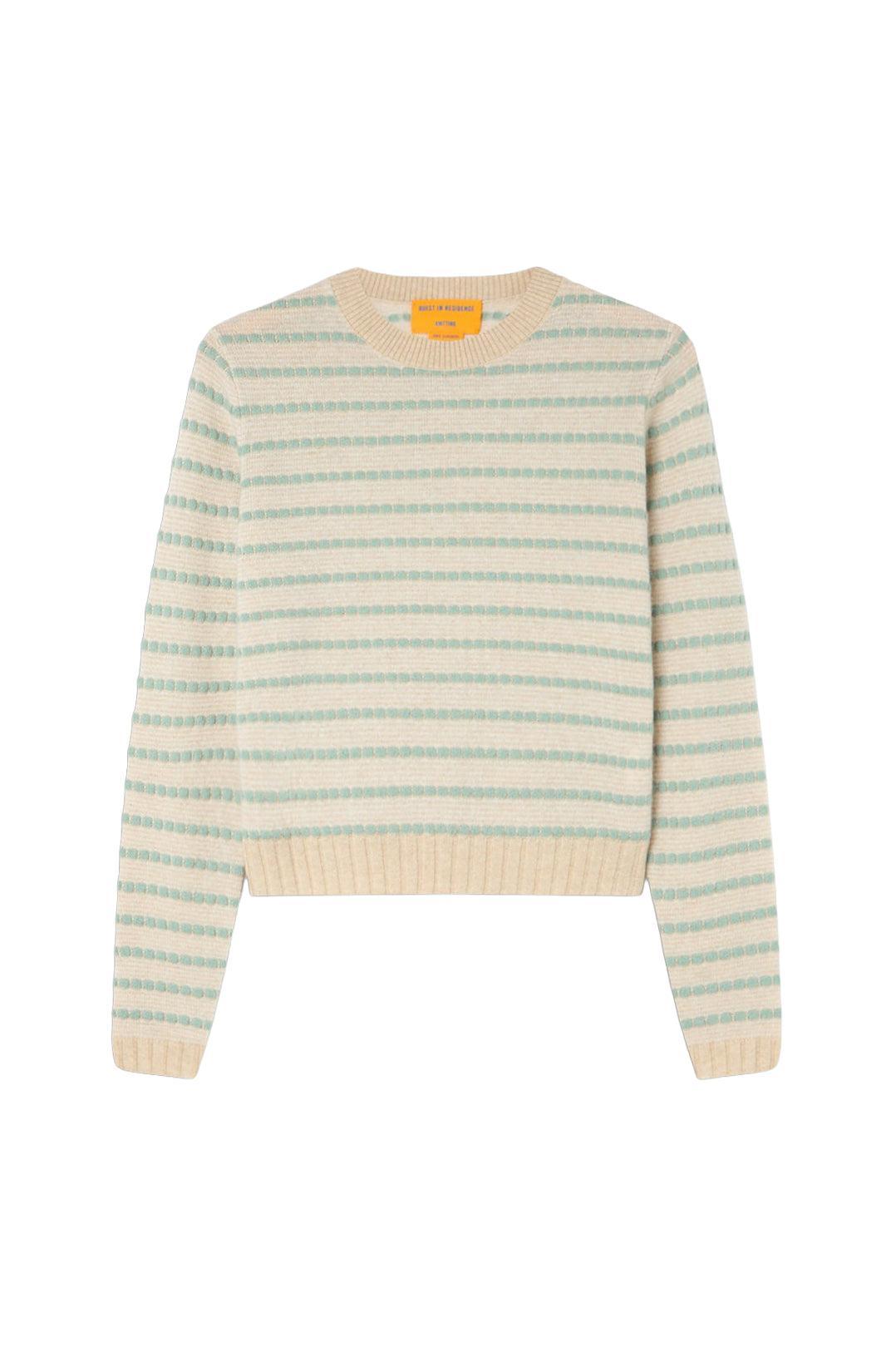 Guest In Residence-Pebble stripe shrunken crew sandstone combo-dgallerystore