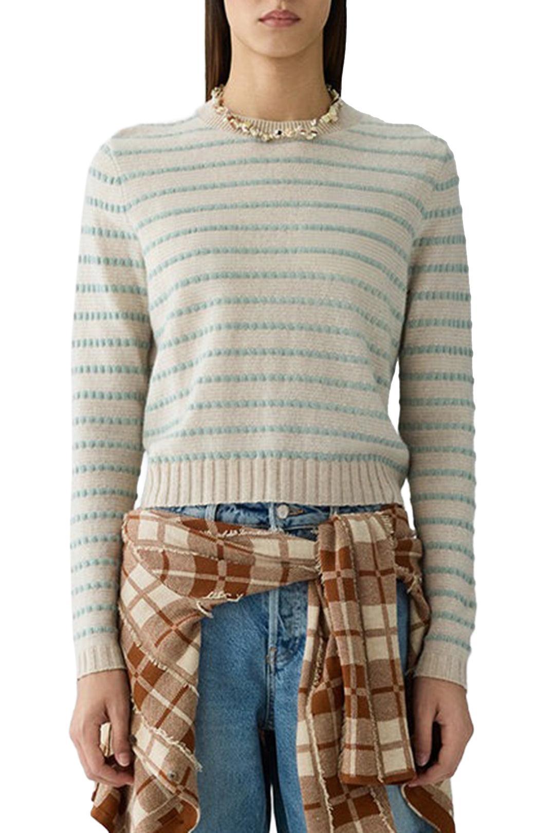 Guest In Residence-Pebble stripe shrunken crew sandstone combo-dgallerystore