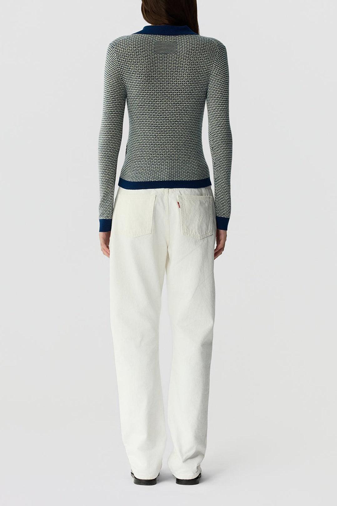 Guest In Residence-Pique L/S shrunken polo navy combo-dgallerystore