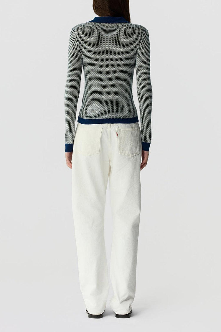 Guest In Residence-Pique L/S shrunken polo navy combo-dgallerystore