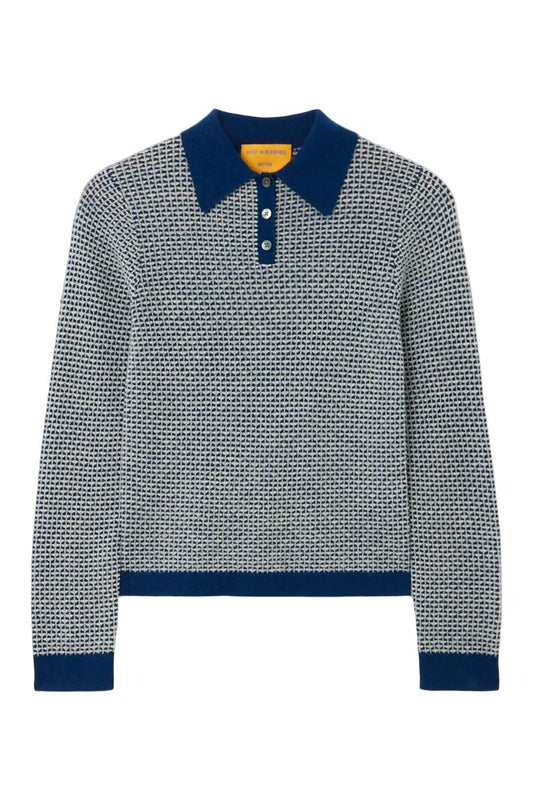 Guest In Residence-Pique L/S shrunken polo navy combo-dgallerystore