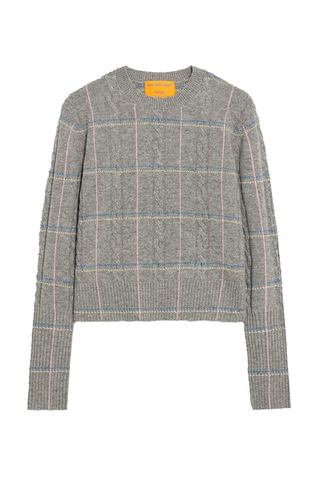 Guest In Residence-Shrunken check crew heather grey combo-dgallerystore