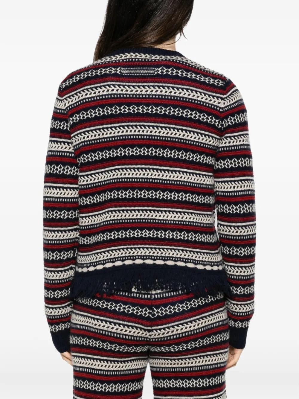 Guest In Residence-Western Stripe Crew Neck Sweater in Midnight Blue-dgallerystore