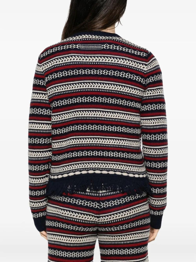 Guest In Residence-Western Stripe Crew Neck Sweater in Midnight Blue-dgallerystore