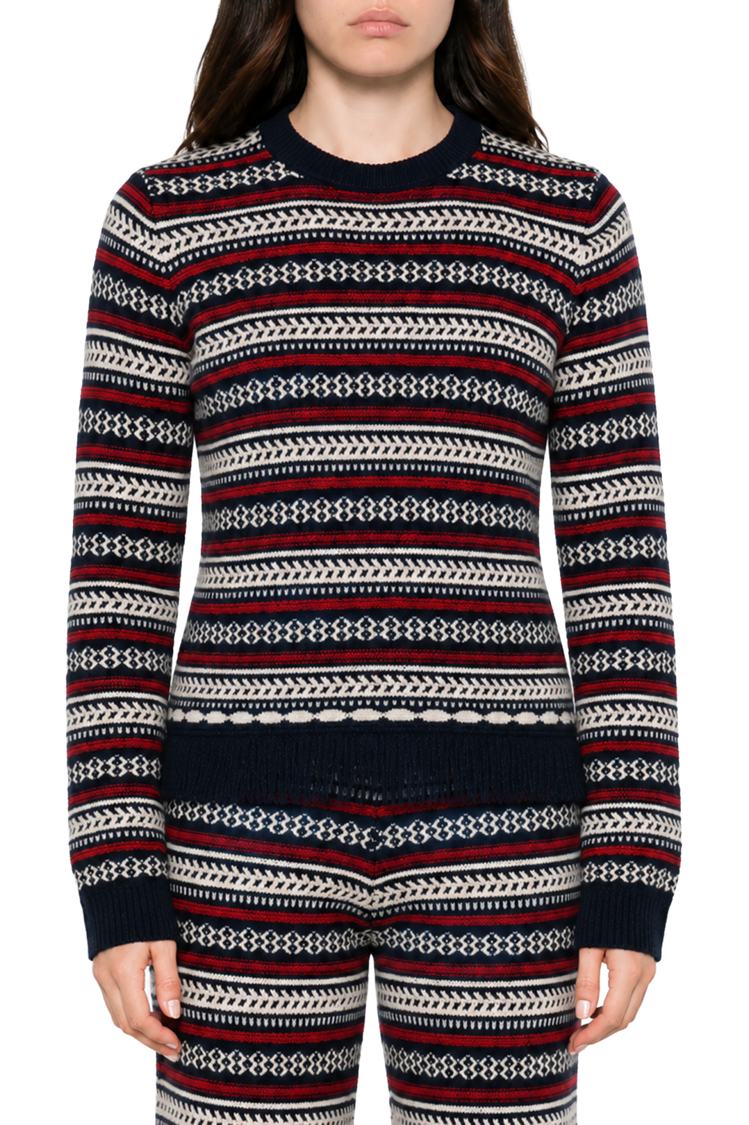Guest In Residence-Western Stripe Crew Neck Sweater in Midnight Blue-dgallerystore