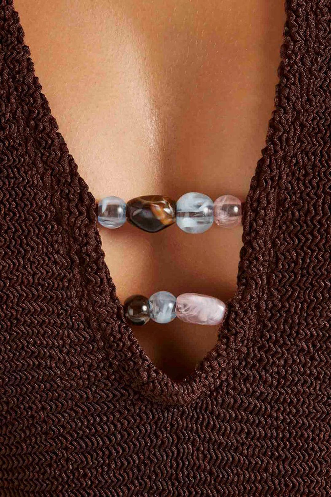 Hunza G-Adriana beaded swim metallic chocolate-dgallerystore