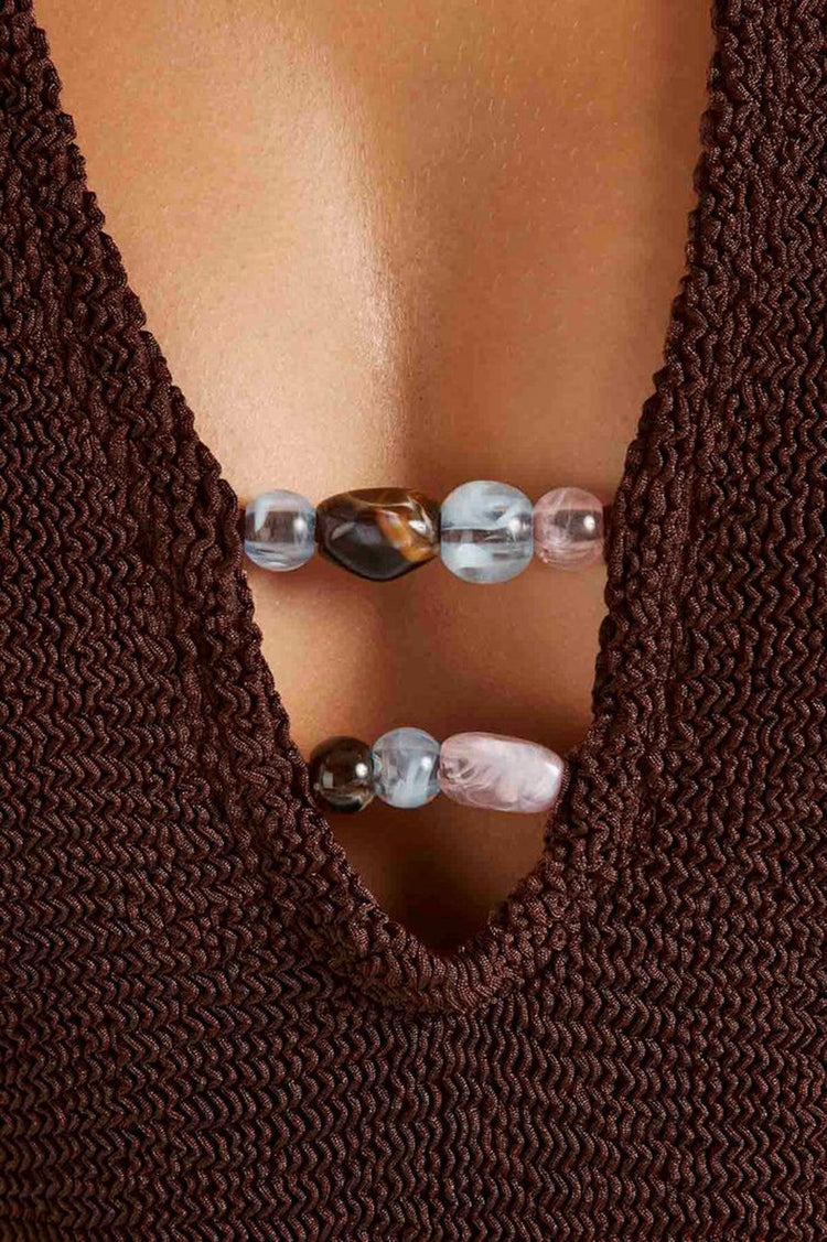 Hunza G-Adriana beaded swim metallic chocolate-dgallerystore