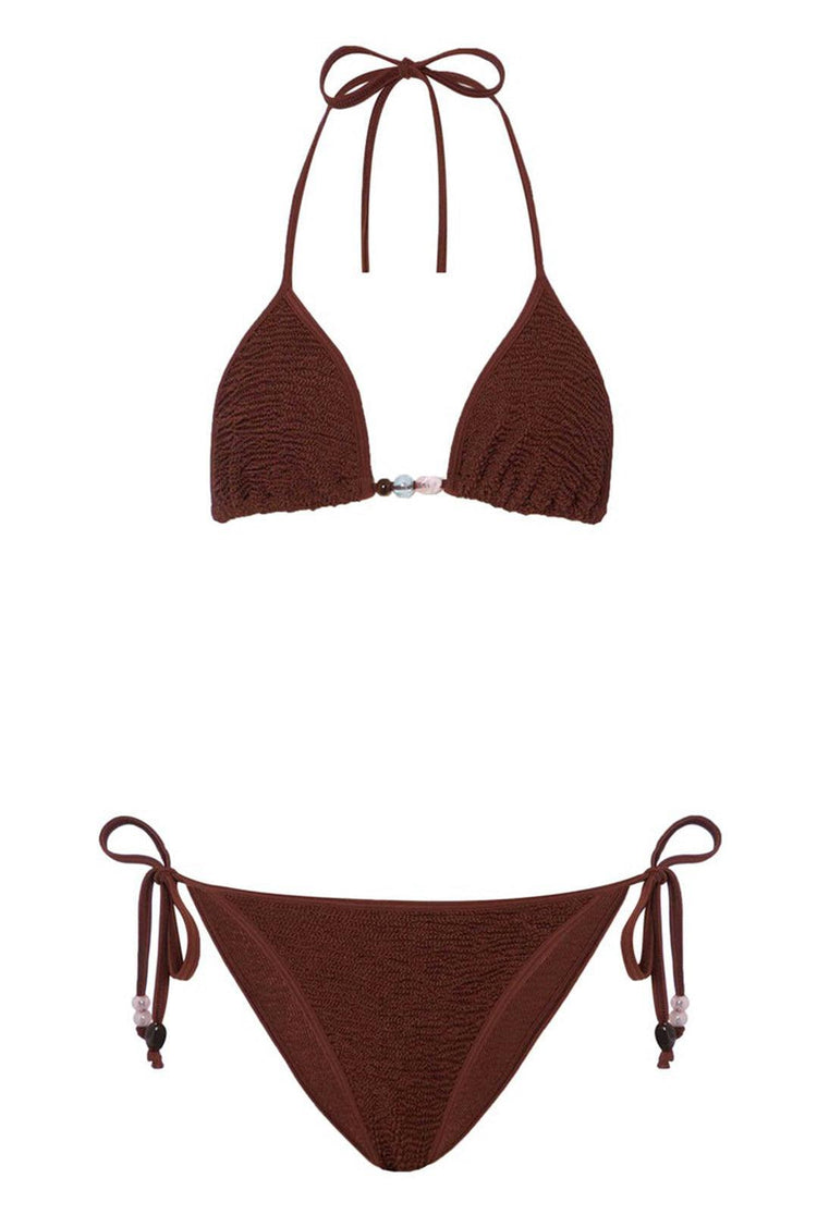 Hunza G-Gina beaded bikini metallic chocolate-dgallerystore