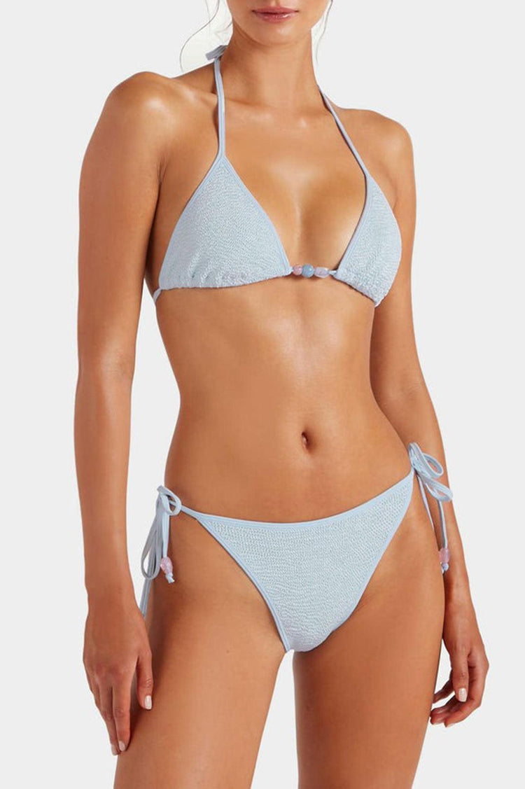 Hunza G-Gina beaded bikini metallic ice blue-dgallerystore