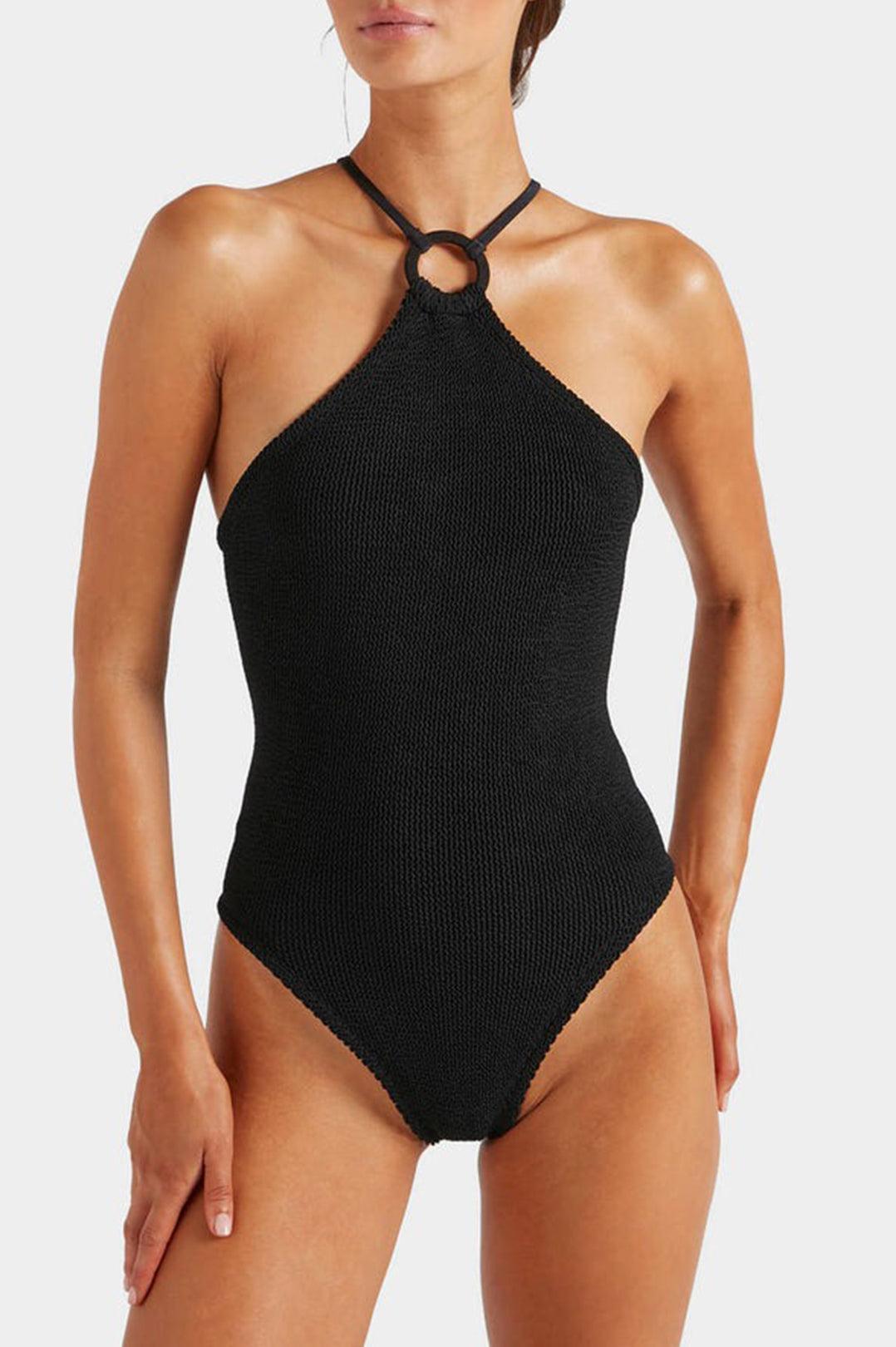 Hunza G-Jasmine swim with tonal hoop black-dgallerystore