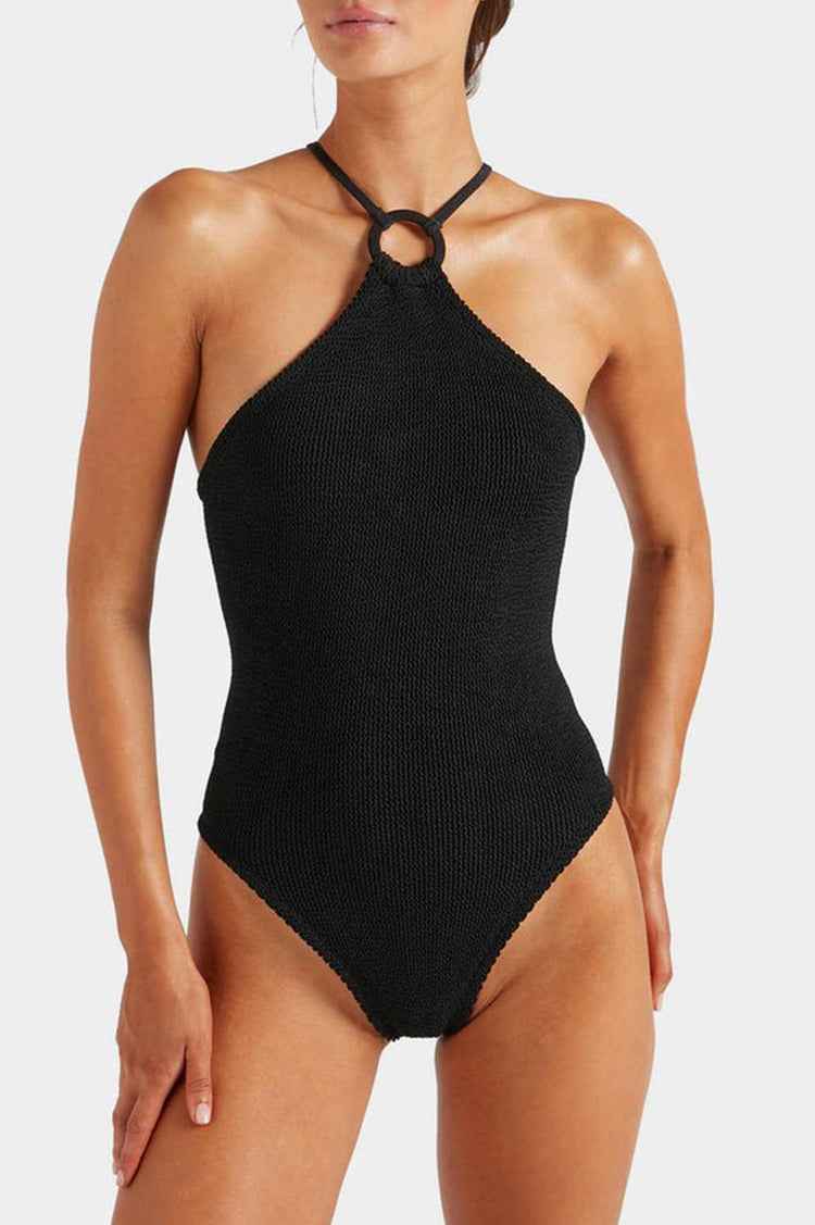 Hunza G-Jasmine swim with tonal hoop black-dgallerystore