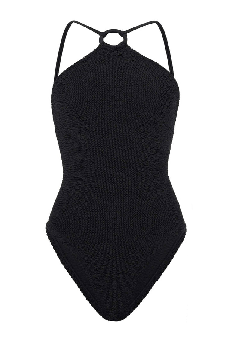 Hunza G-Jasmine swim with tonal hoop black-dgallerystore