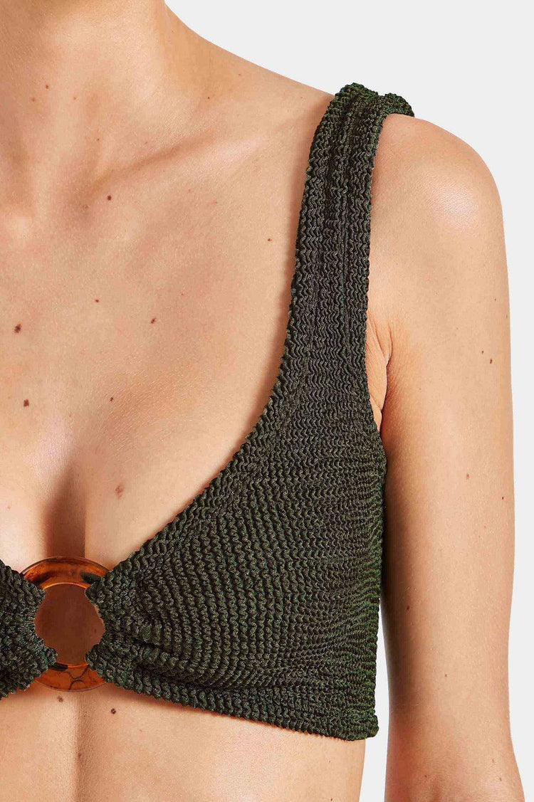 Hunza G-Nadine bikini with tonal hoops metallic khaki-dgallerystore