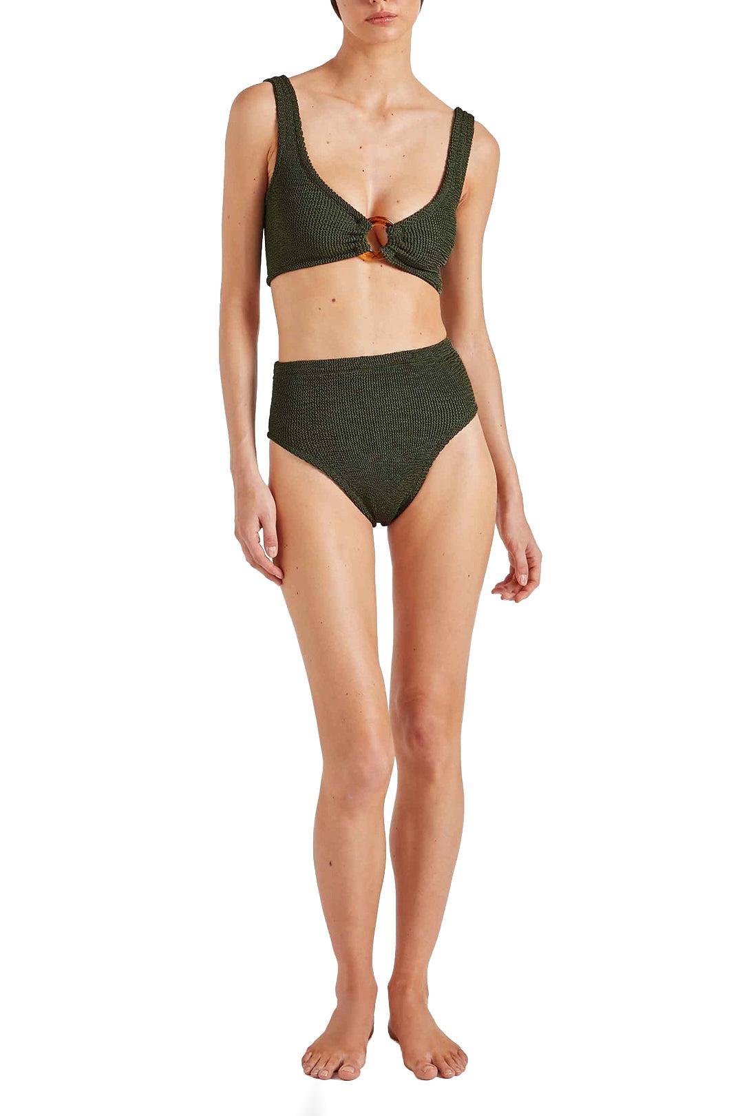 Hunza G-Nadine bikini with tonal hoops metallic khaki-dgallerystore