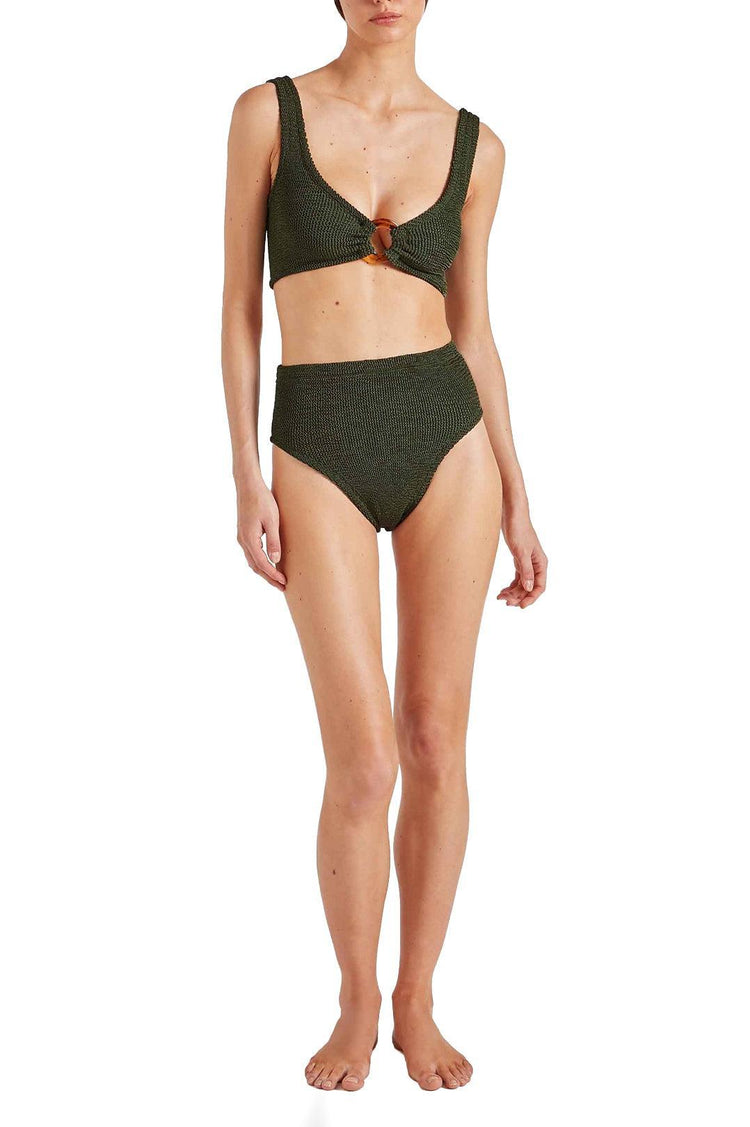 Hunza G-Nadine bikini with tonal hoops metallic khaki-dgallerystore