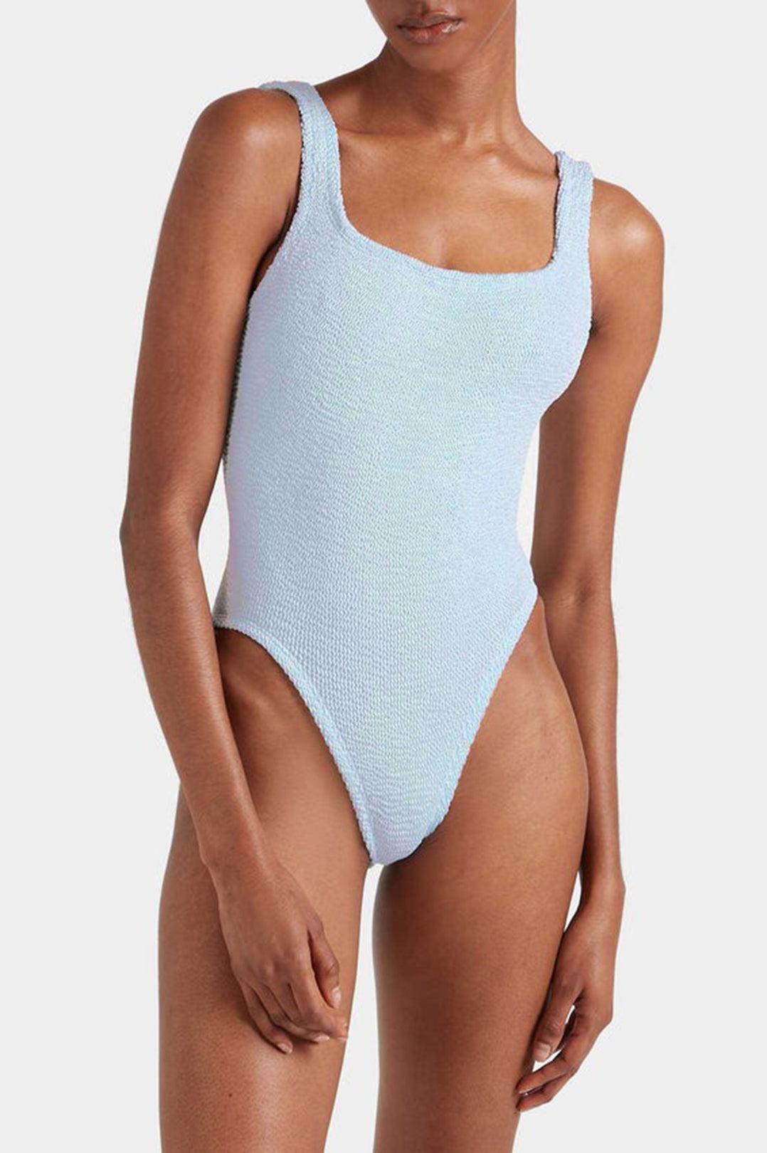 Hunza G-Square neck swim metallic ice blue-dgallerystore