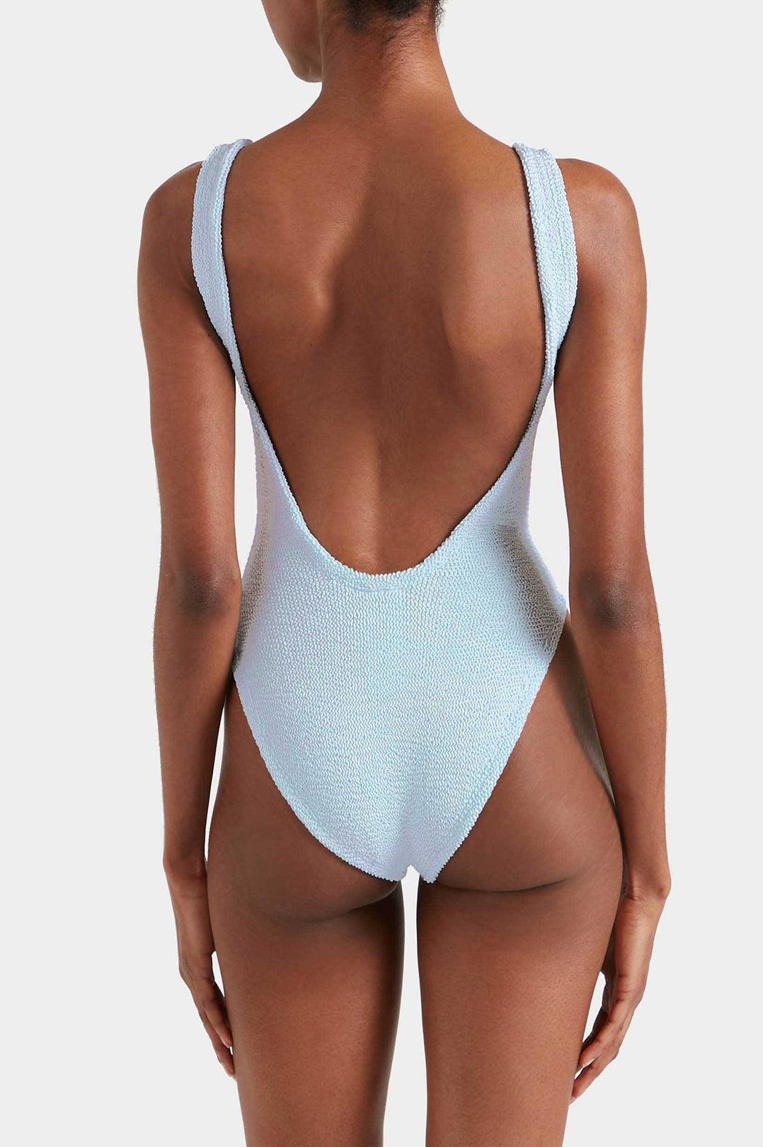 Hunza G-Square neck swim metallic ice blue-dgallerystore