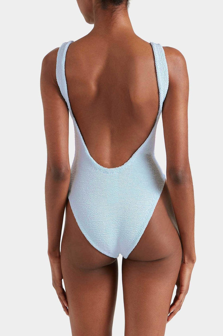 Hunza G-Square neck swim metallic ice blue-dgallerystore
