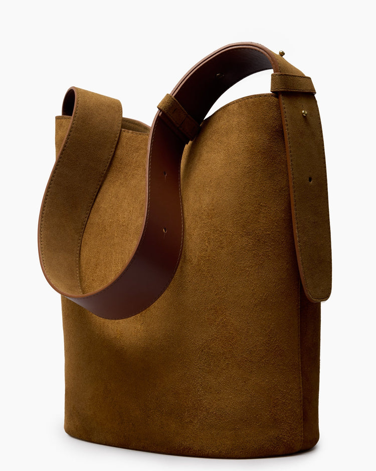 Lie Studio-The Norma Tote Maple Brown Suede-dgallerystore