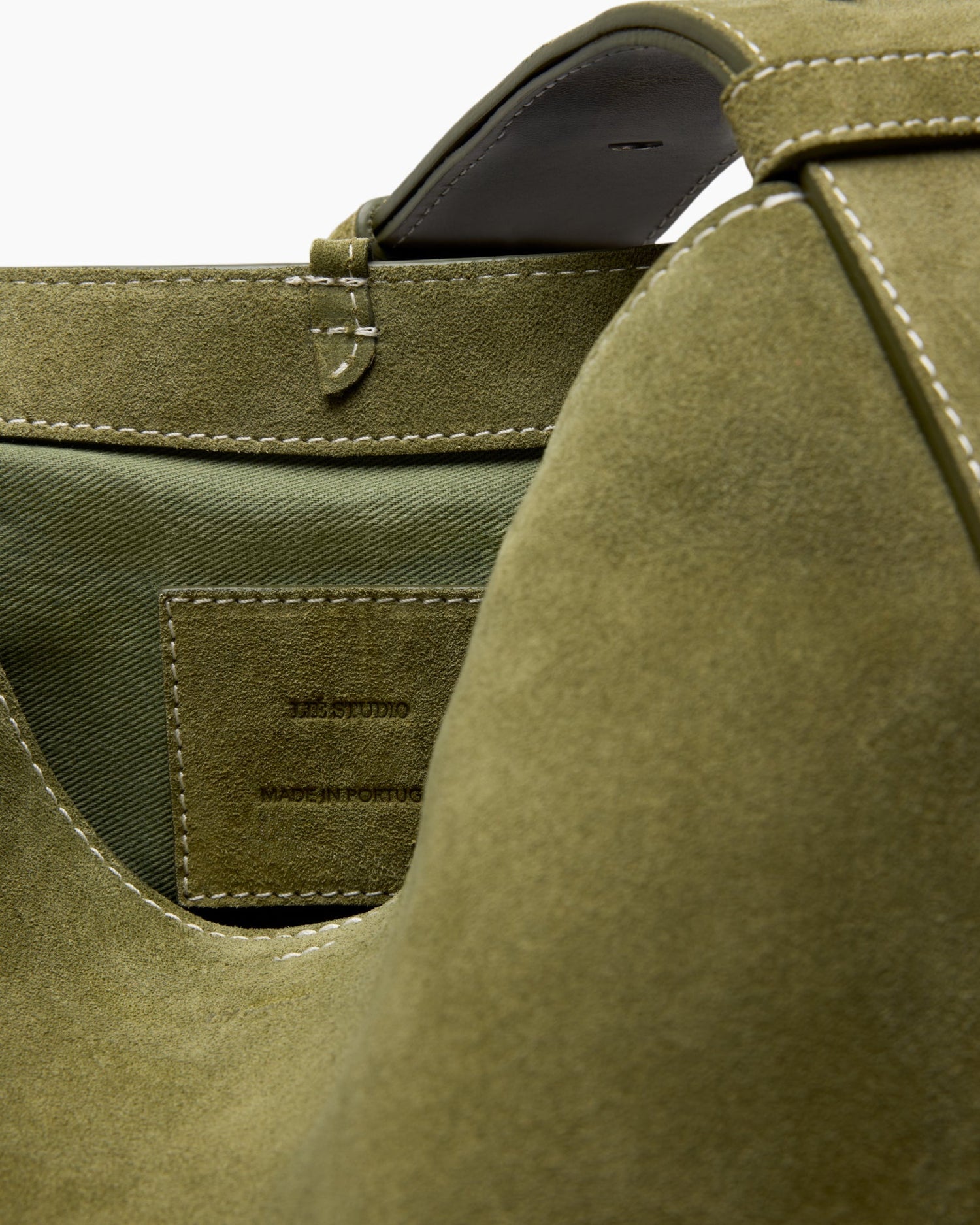 Lie Studio-The Norma Tote Moss Green Suede-dgallerystore