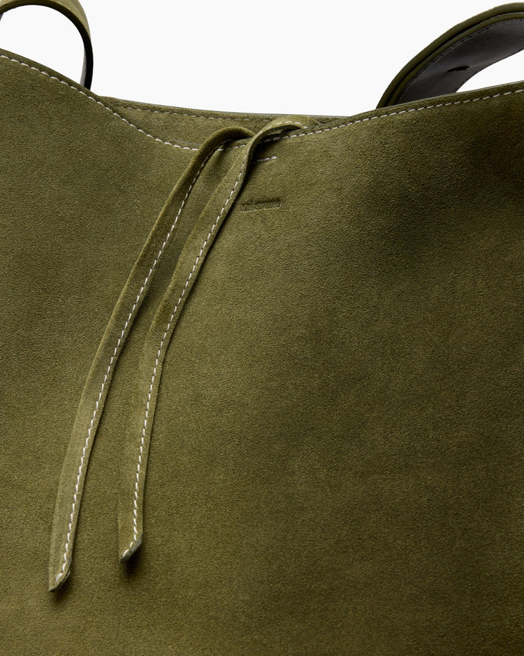Lie Studio-The Norma Tote Moss Green Suede-dgallerystore